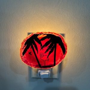 Glass Palm Tree Night Light Lamp Shade Plug-in Wall Lamp
